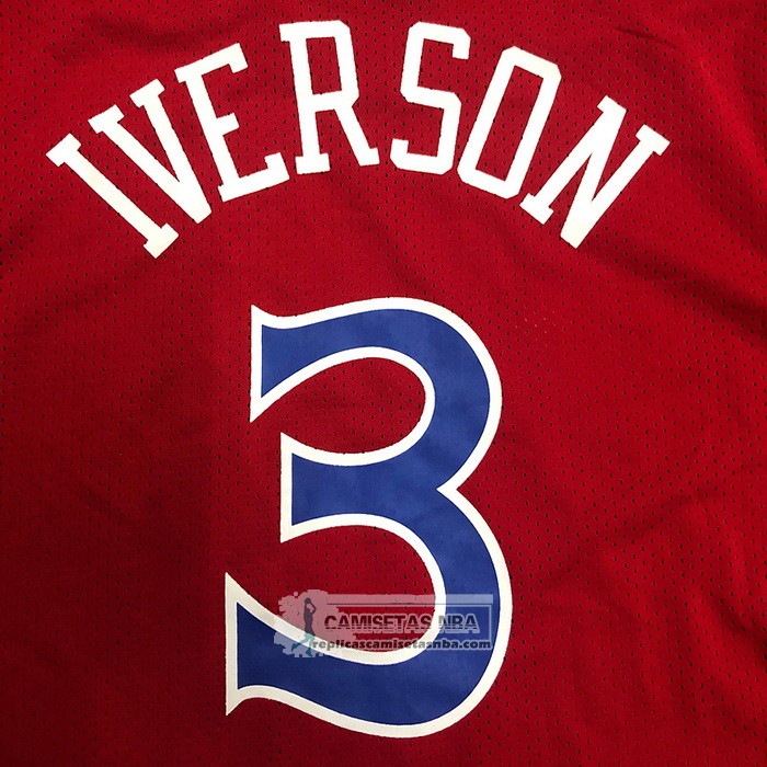 Camiseta Manga Corta Philadelphia 76ers Allen Iverson NO 3 Rojo